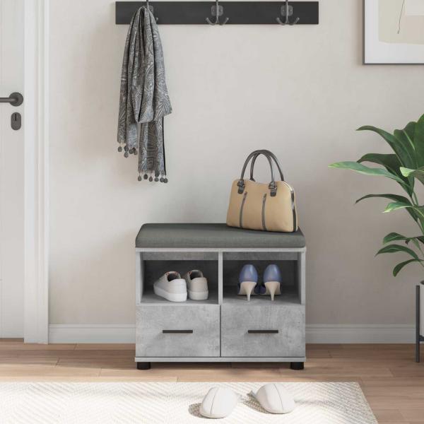 Flurbank Beton Grau 60 x 38 x 46 cm Spanplatte und Polsterstoff