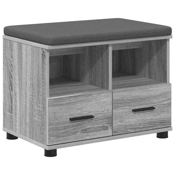 ARDEBO.de - Flurbank mit Kissen mit Speicher Graues Sonoma 60 x 38 x 46 cm