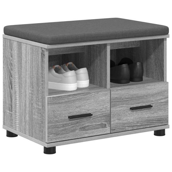 Flurbank mit Kissen mit Speicher Graues Sonoma 60 x 38 x 46 cm