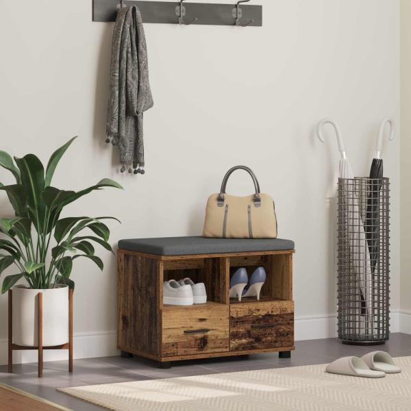 ARDEBO.de - Flurbank Altholz 60 x 38 x 46 cm Spanplatte und Polsterstoff