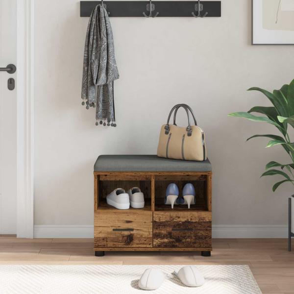 Flurbank Altholz 60 x 38 x 46 cm Spanplatte und Polsterstoff