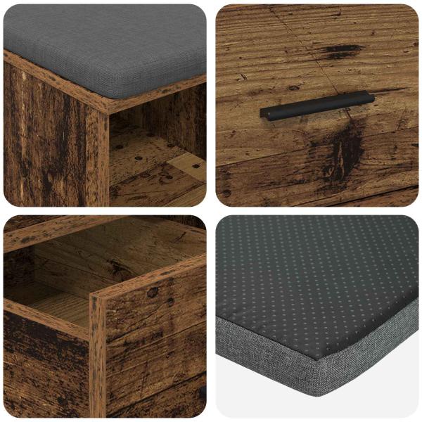 Flurbank Altholz 60 x 38 x 46 cm Spanplatte und Polsterstoff