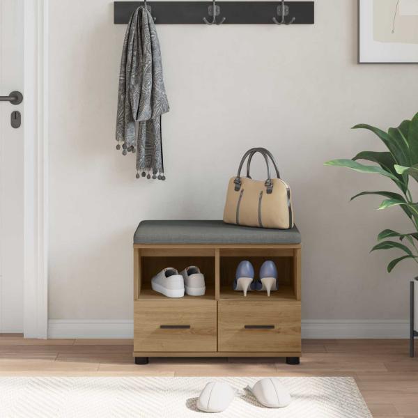 Flurbank mit Kissen mit Speicher Artisan-Eiche 60 x 38 x 46 cm