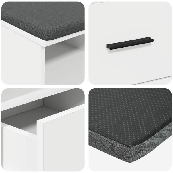 Flurbank Weiß 80 x 38 x 46 cm Spanplatte und Polsterstoff