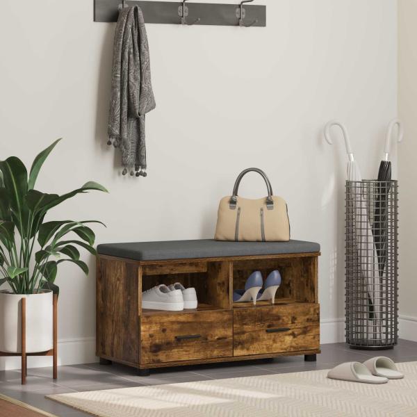 ARDEBO.de - Flurbank mit Kissen Geräucherte Eiche 80 x 38 x 46 cm