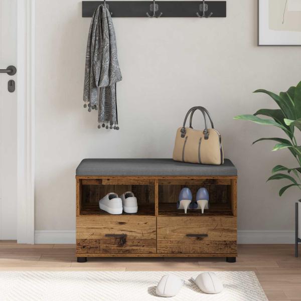 Flurbank Altholz 80 x 38 x 46 cm Spanplatte und Polsterstoff