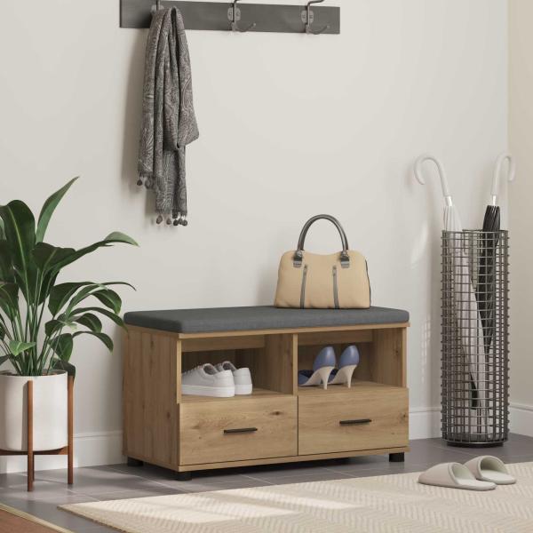 ARDEBO.de - Flurbank mit Kissen mit Speicher Artisan-Eiche 80 x 38 x 46 cm