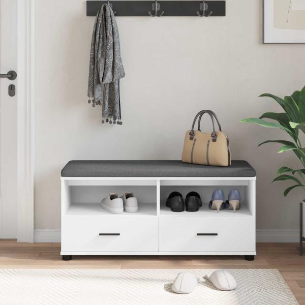 Flurbank Weiß 100 x 38 x 46 cm Spanplatte und Polsterstoff