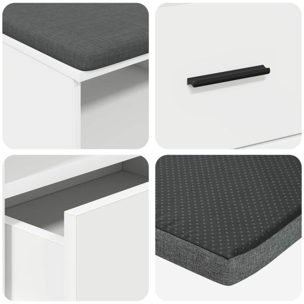 Flurbank Weiß 100 x 38 x 46 cm Spanplatte und Polsterstoff