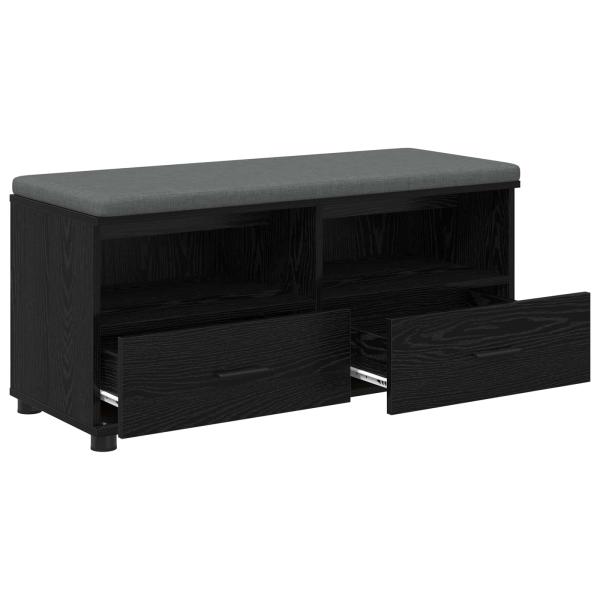 Flurbank mit Kissen Schwarz Eichen-Optik 100 x 38 x 46 cm