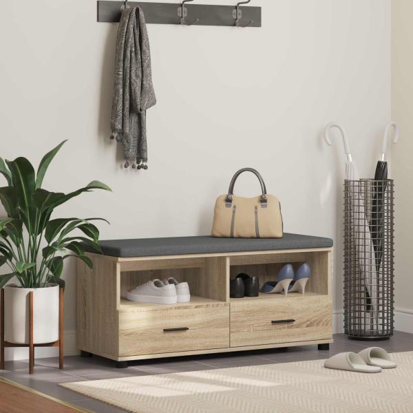 ARDEBO.de - Flurbank mit Kissen mit Speicher Sonoma-Eiche 100 x 38 x 46 cm
