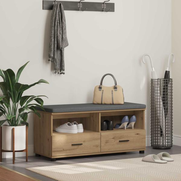 ARDEBO.de - Flurbank mit Kissen mit Speicher Artisan-Eiche 100 x 38 x 46 cm