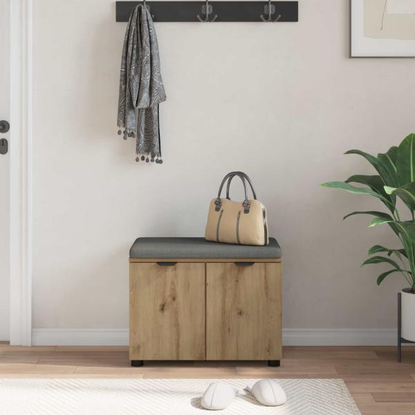 Flurbank mit Kissen mit Speicher Artisan-Eiche 60 x 38 x 46 cm