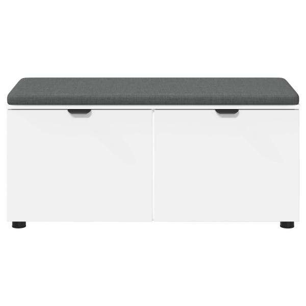 ARDEBO.de - Flurbank mit Kissen mit Speicher mit Tür Weiß 100 x 38 x 46 cm
