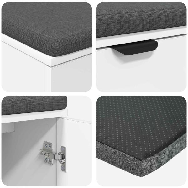 Flurbank mit Kissen mit Speicher mit Tür Weiß 100 x 38 x 46 cm
