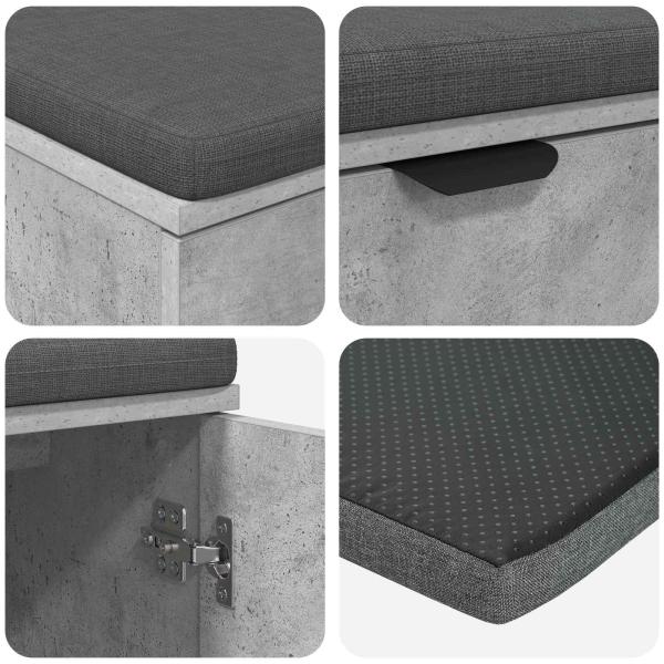 Flurbank mit Kissen mit Speicher Beton Grau 100 x 38 x 46 cm