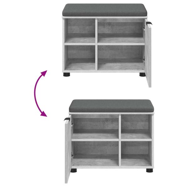 Flurbank mit Kissen Uni Beton Grau 60 x 38 x 46 cm