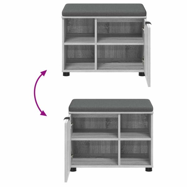 Flurbank mit Kissen Uni Graues Sonoma 60 x 38 x 46 cm