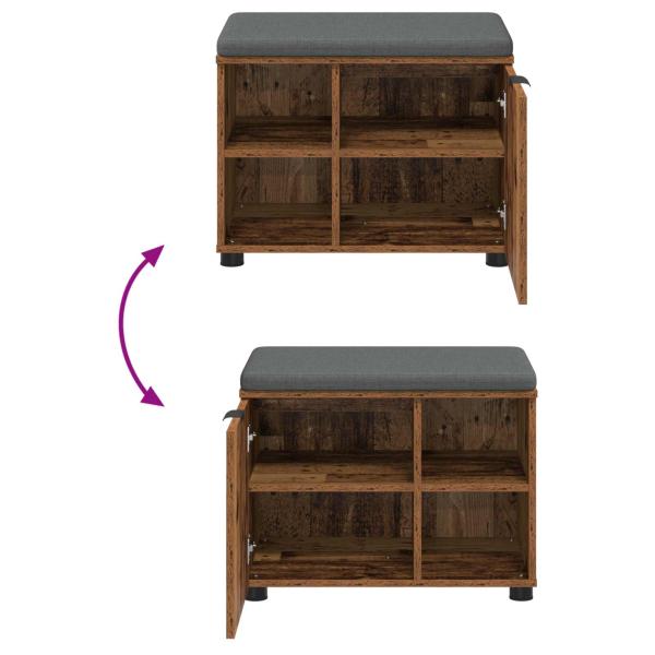 Flurbank mit Kissen Uni Altholz 60 x 38 x 46 cm