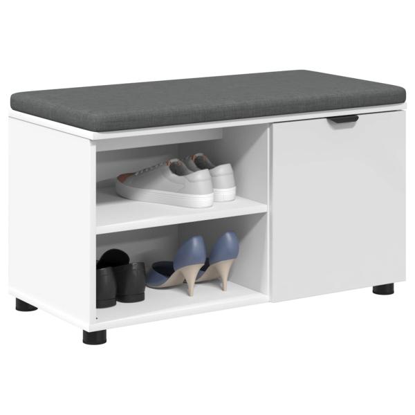 Flurbank mit Kissen Uni Weiß 80 x 38 x 46 cm