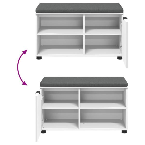 Flurbank mit Kissen Uni Weiß 80 x 38 x 46 cm