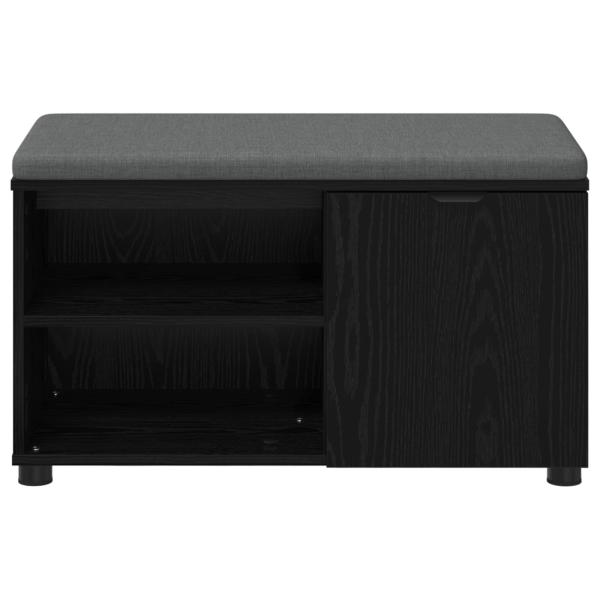 Flurbank mit Kissen Uni Schwarz Eichen-Optik 80 x 38 x 46 cm