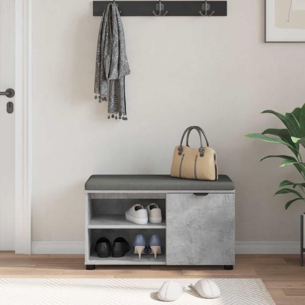 Flurbank mit Kissen Uni Beton Grau 80 x 38 x 46 cm