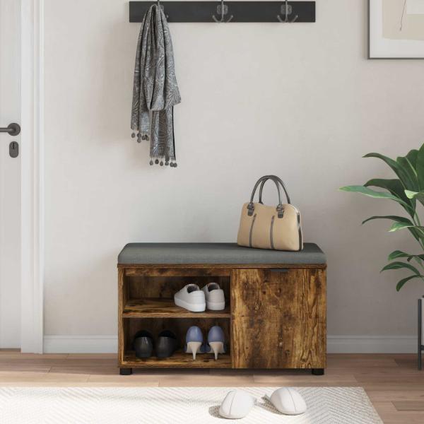 Flurbank mit Kissen Uni Geräucherte Eiche 80 x 38 x 46 cm