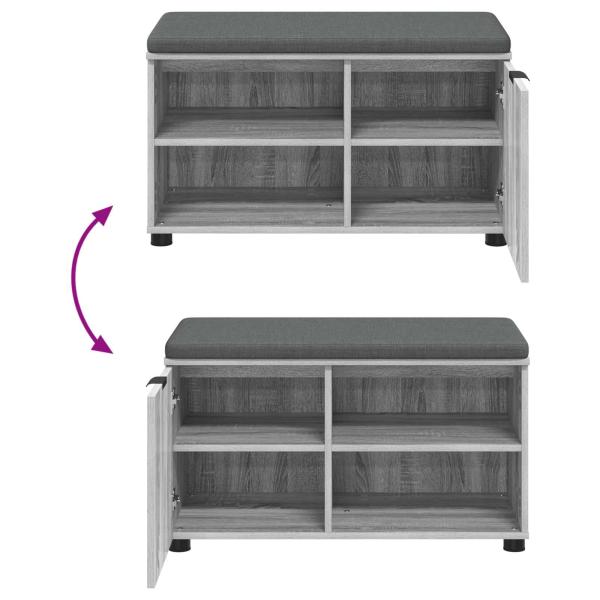 Flurbank mit Kissen Uni Graues Sonoma 80 x 38 x 46 cm