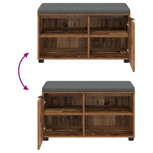 Flurbank mit Kissen Uni Altholz 80 x 38 x 46 cm