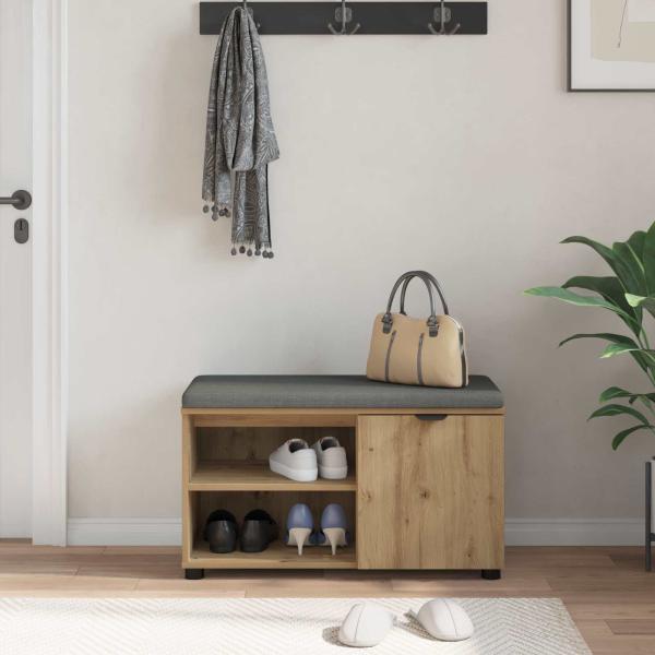 Flurbank mit Kissen Uni Artisan-Eiche 80 x 38 x 46 cm