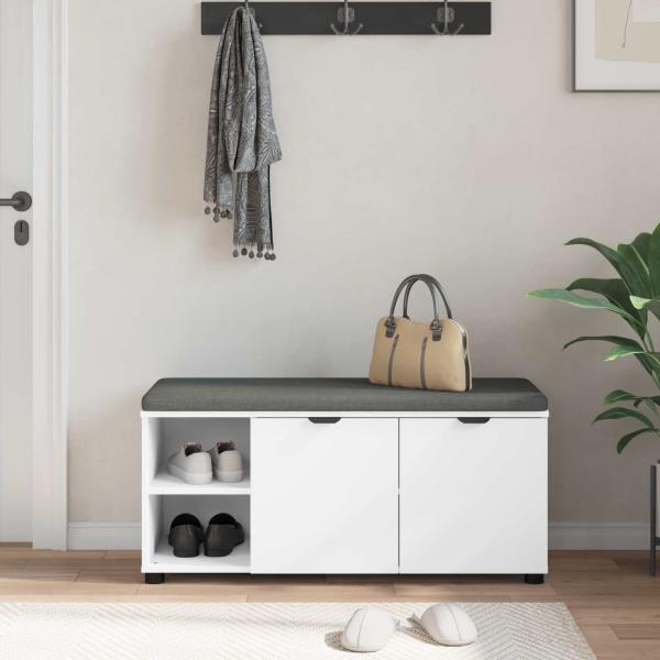 Flurbank mit Kissen Uni Weiß 100 x 38 x 46 cm