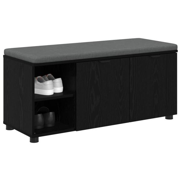 Flurbank mit Kissen Uni Schwarz Eichen-Optik 100 x 38 x 46 cm