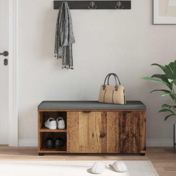 Flurbank mit Kissen Uni Altholz 100 x 38 x 46 cm