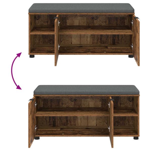 Flurbank mit Kissen Uni Altholz 100 x 38 x 46 cm
