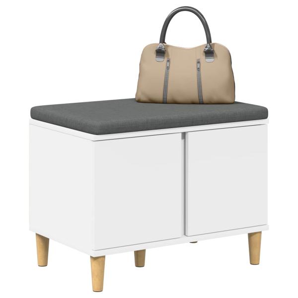 Flurbank mit Kissen mit Speicher mit Tür Weiß 60 x 38 x 46 cm