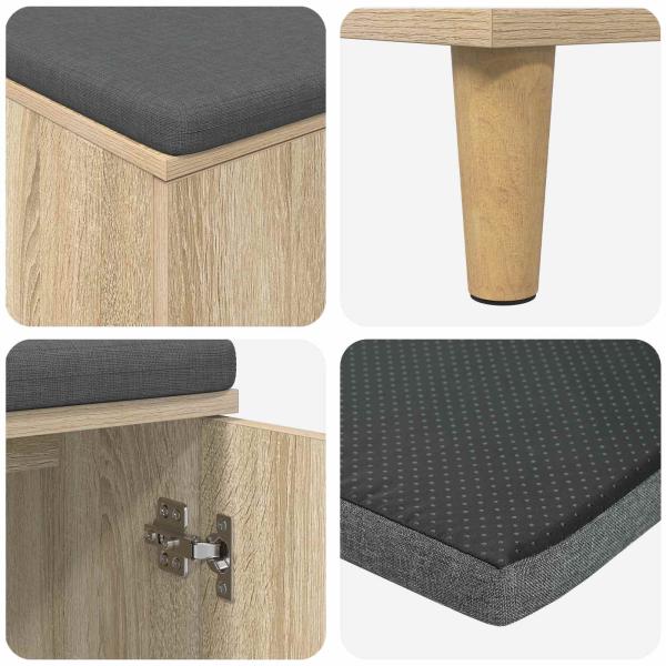 Flurbank mit Kissen mit Speicher Sonoma-Eiche 60 x 38 x 46 cm