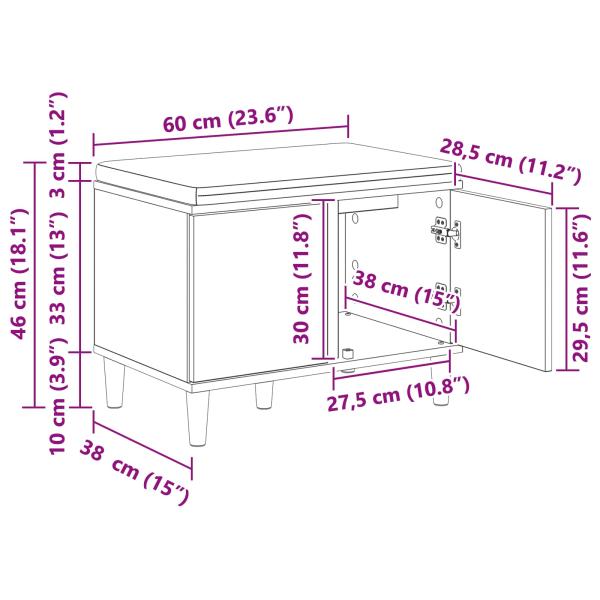 Flurbank mit Kissen mit Speicher Sonoma-Eiche 60 x 38 x 46 cm