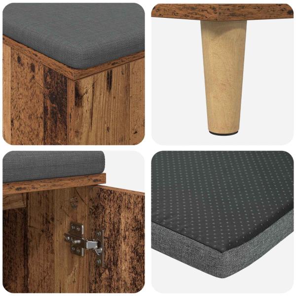 Flurbank mit Kissen mit Speicher Altholz 60 x 38 x 46 cm