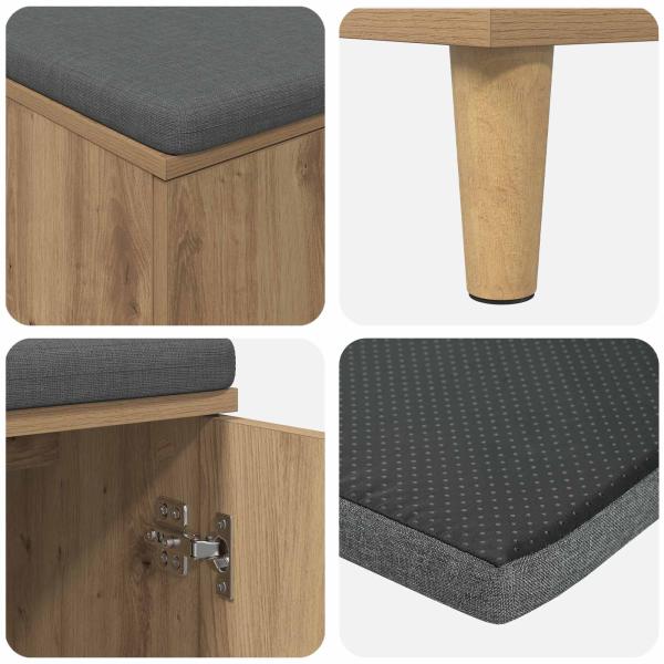 Flurbank mit Kissen mit Speicher Artisan-Eiche 60 x 38 x 46 cm