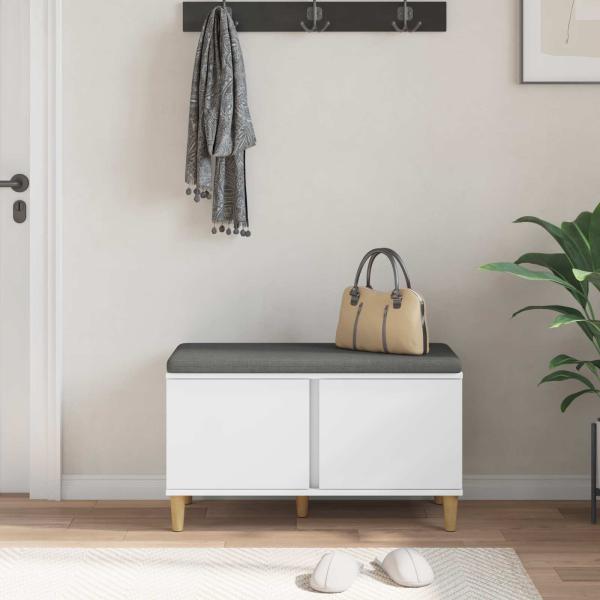Flurbank mit Kissen mit Speicher mit Tür Weiß 60 x 38 x 46 cm