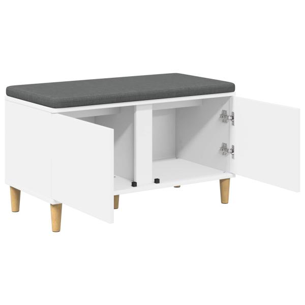 Flurbank mit Kissen mit Speicher mit Tür Weiß 60 x 38 x 46 cm