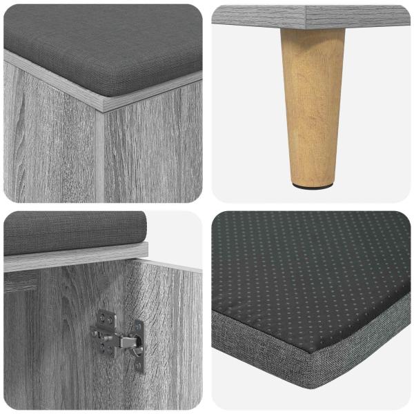 Flurbank mit Kissen mit Speicher Graues Sonoma 60 x 38 x 46 cm