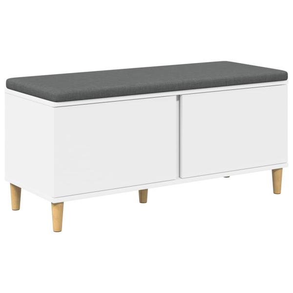 Flurbank mit Kissen mit Speicher mit Tür Weiß 60 x 38 x 46 cm