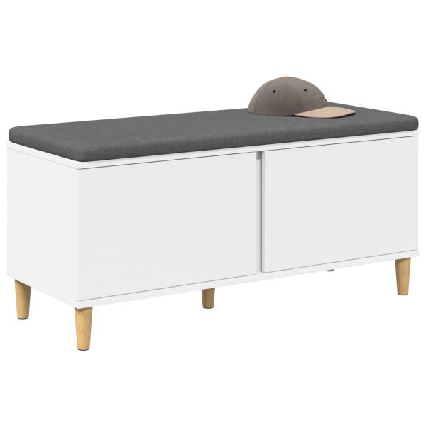 Flurbank mit Kissen mit Speicher mit Tür Weiß 60 x 38 x 46 cm