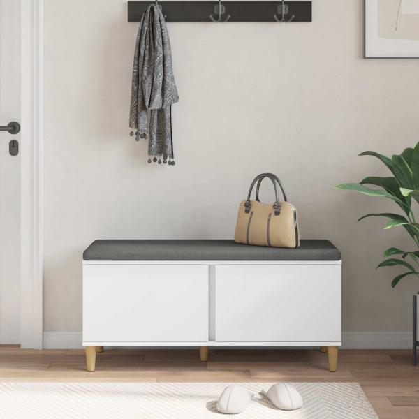 Flurbank mit Kissen mit Speicher mit Tür Weiß 60 x 38 x 46 cm