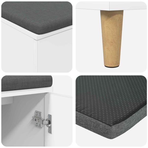 Flurbank mit Kissen mit Speicher mit Tür Weiß 60 x 38 x 46 cm