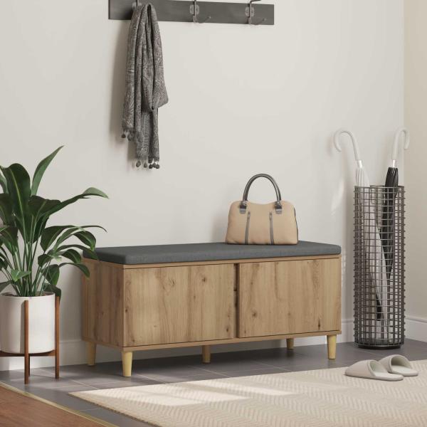 ARDEBO.de - Flurbank mit Kissen mit Speicher Artisan-Eiche 60 x 38 x 46 cm