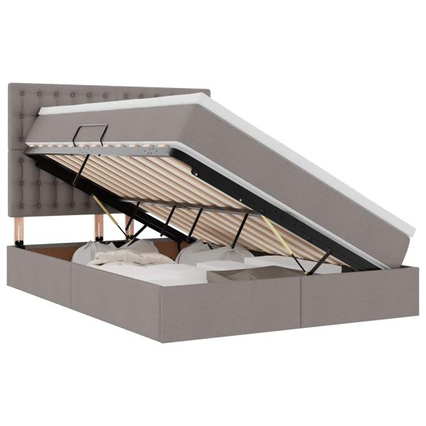 Aufbewahrungsbett mit Matratze Taupe 140 x 190 cm Polyester
