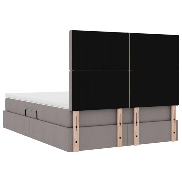 Aufbewahrungsbett mit Matratze Taupe 140 x 190 cm Polyester